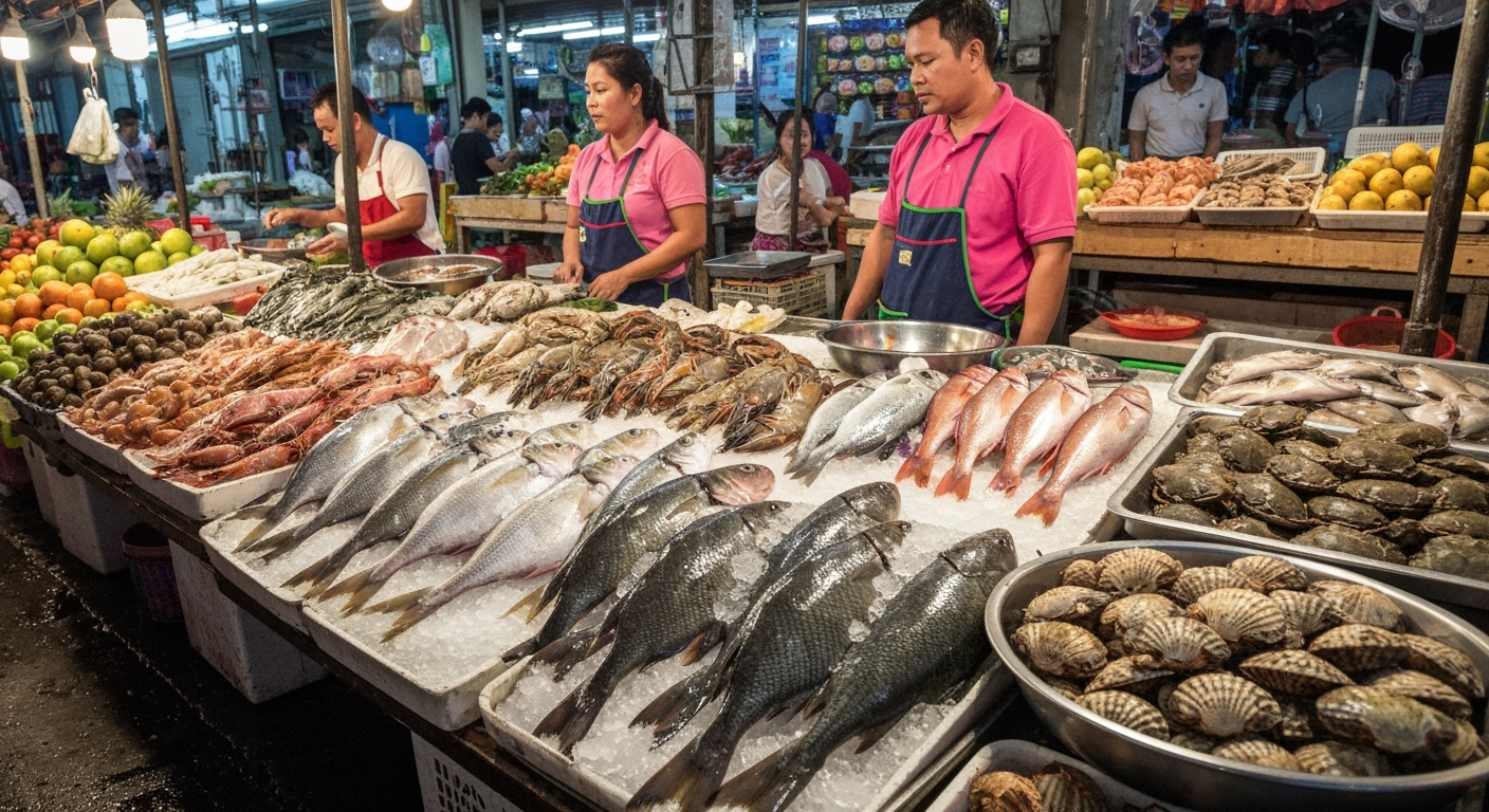 Seafood display at Pattaya market