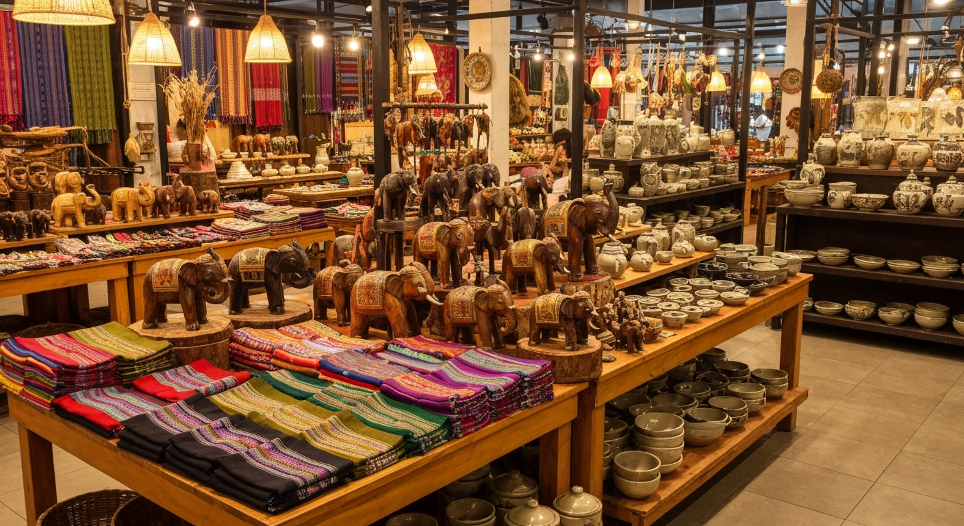 Thai market with crafts